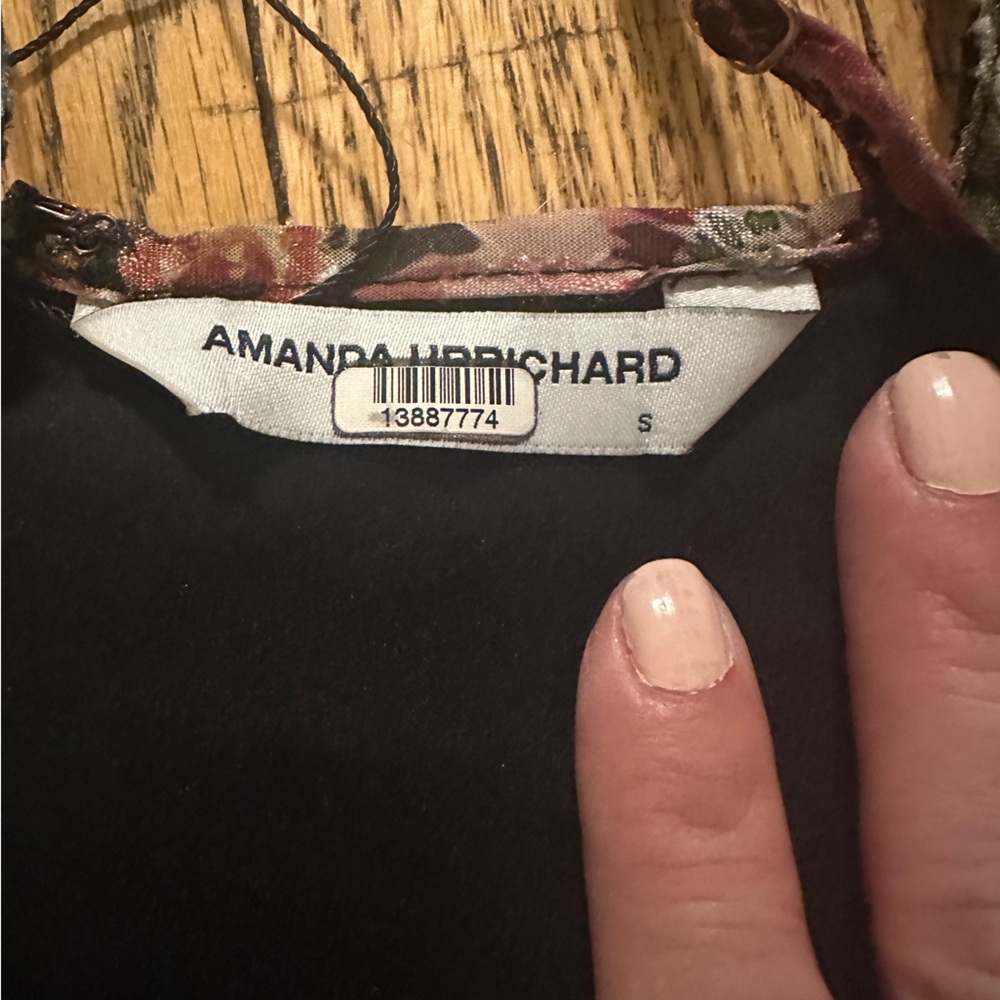 Amanda Uprichard Black Floral Maxi Slip Dress Size 6 Ruched Gown - Picture 5 of 7